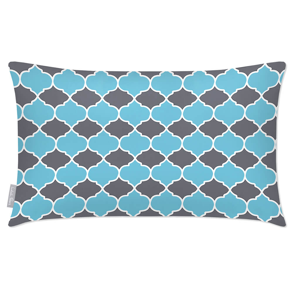 Outdoor Garden Waterproof Rectangle Cushion - Badi  Izabela Peters Celeste Blue And Grey 50 x 30 cm 
