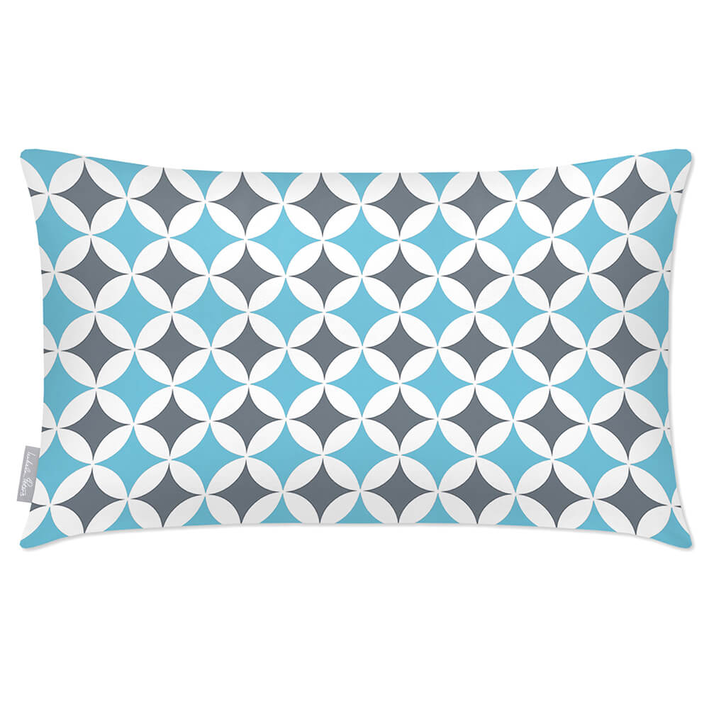 Outdoor Garden Waterproof Rectangle Cushion - Bahia - Celeste Blue And Grey 50 x 30 cm by Izabela Peters
