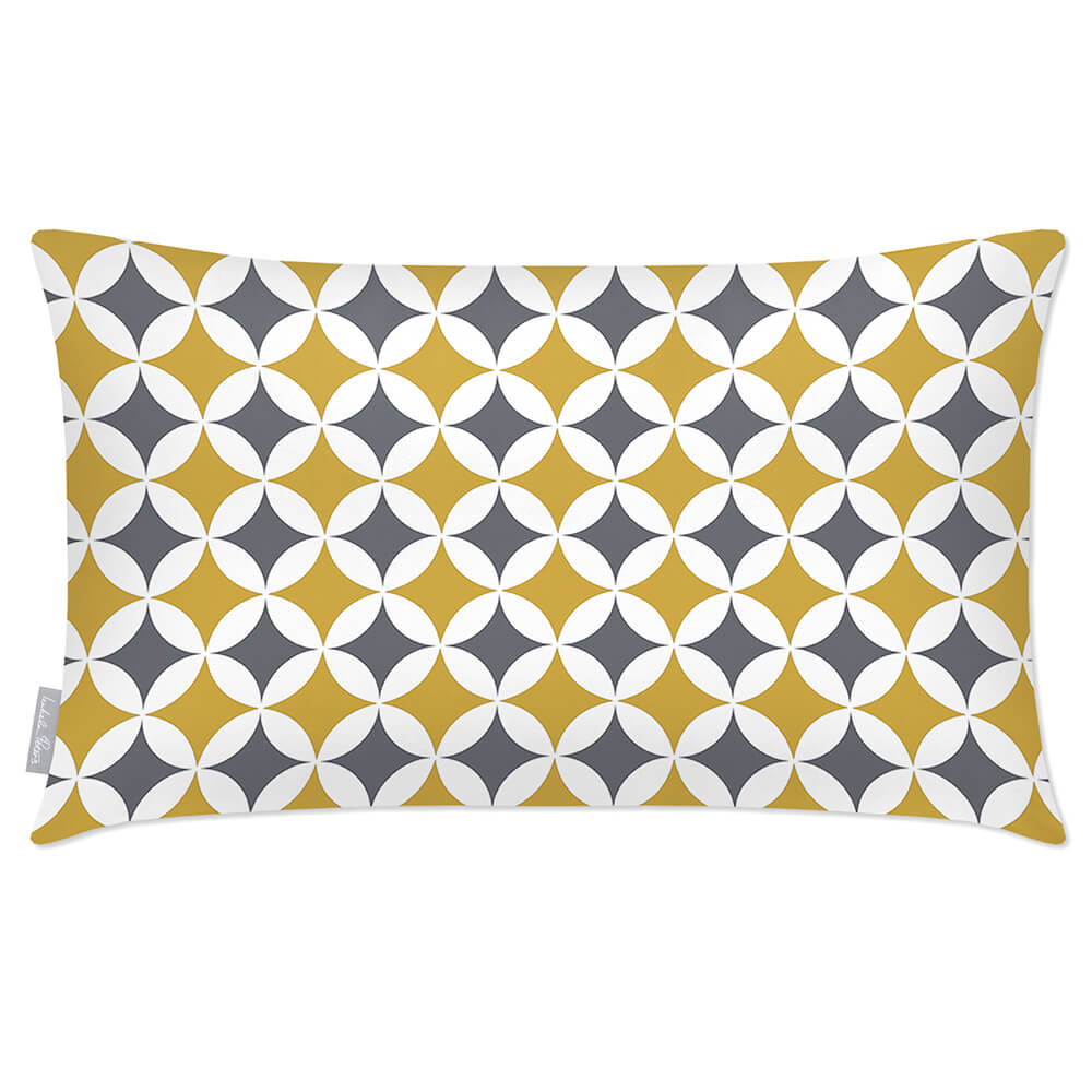 Outdoor Garden Waterproof Rectangle Cushion - Bahia - Mustard And Grey 50 x 30 cm by Izabela Peters