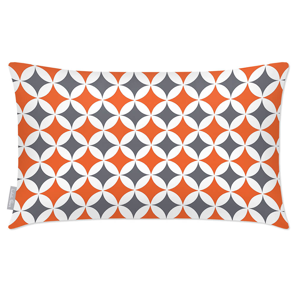 Outdoor Garden Waterproof Rectangle Cushion - Bahia in Morc Orange And Grey 50 x 30 cm | Izabela Peters