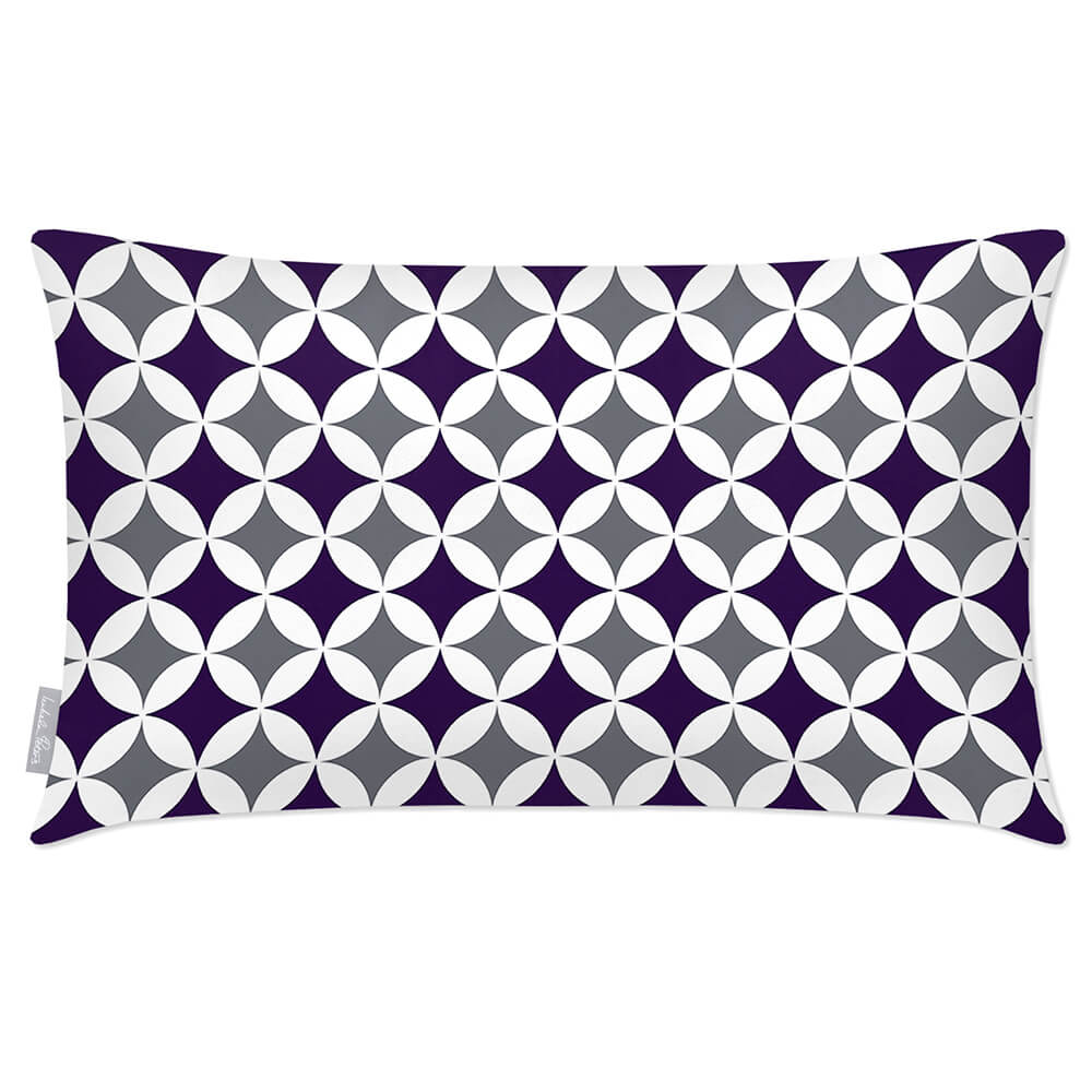 Outdoor Garden Waterproof Rectangle Cushion - Bahia - Morc Blue And Grey 50 x 30 cm by Izabela Peters