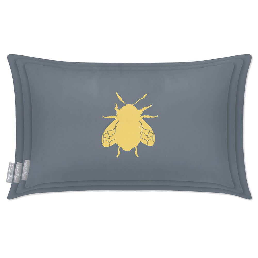 Outdoor Garden Waterproof Rectangle Cushion - Bee - French Grey 50 x 30 cm by Izabela Peters