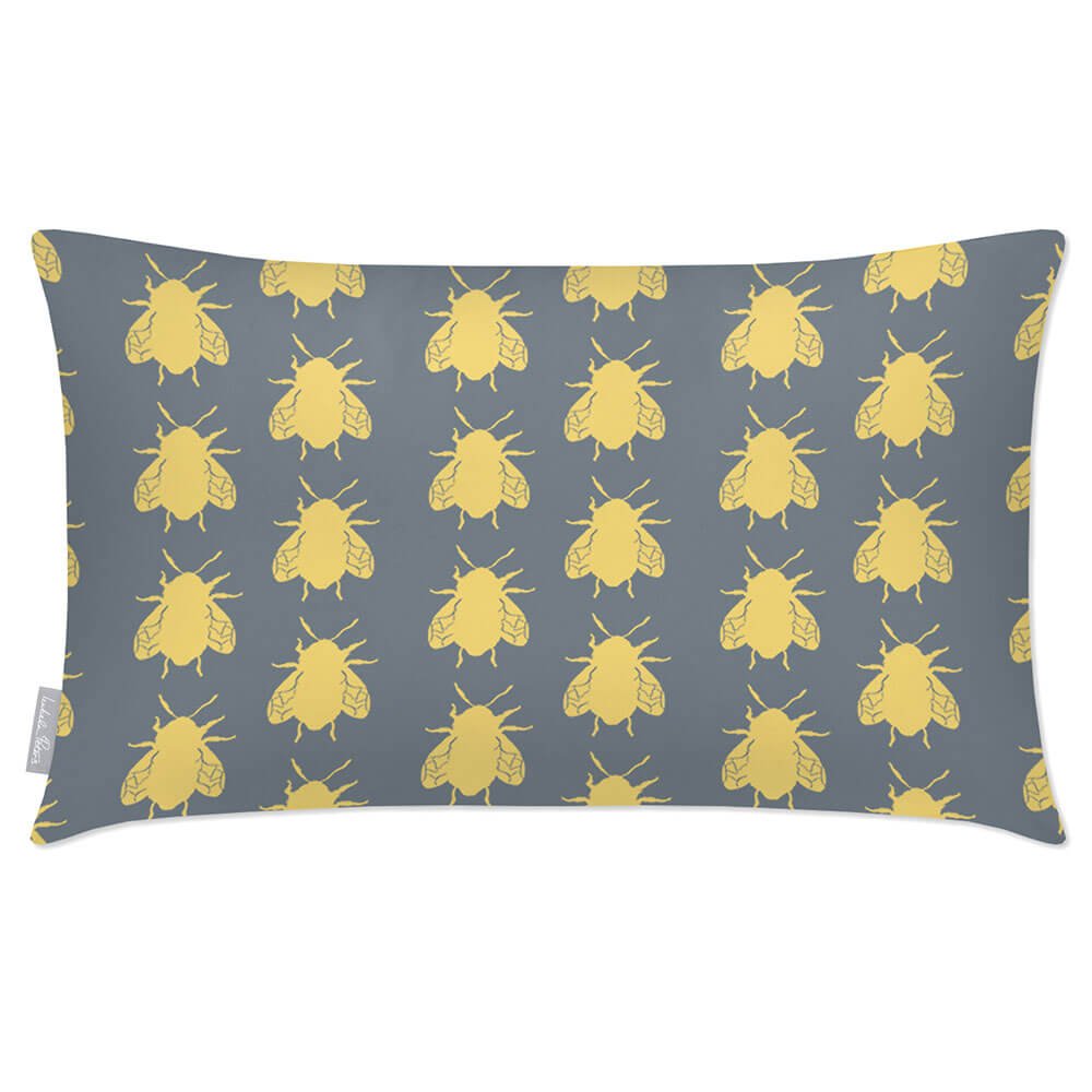Outdoor Garden Waterproof Rectangle Cushion - Bees - French Grey 50 x 30 cm by Izabela Peters