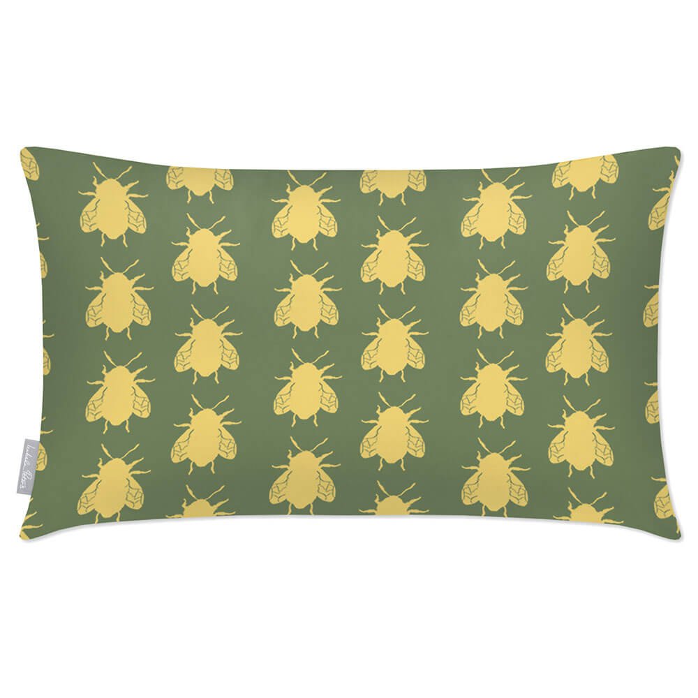 Outdoor Garden Waterproof Rectangle Cushion - Bees - Sage 50 x 30 cm by Izabela Peters