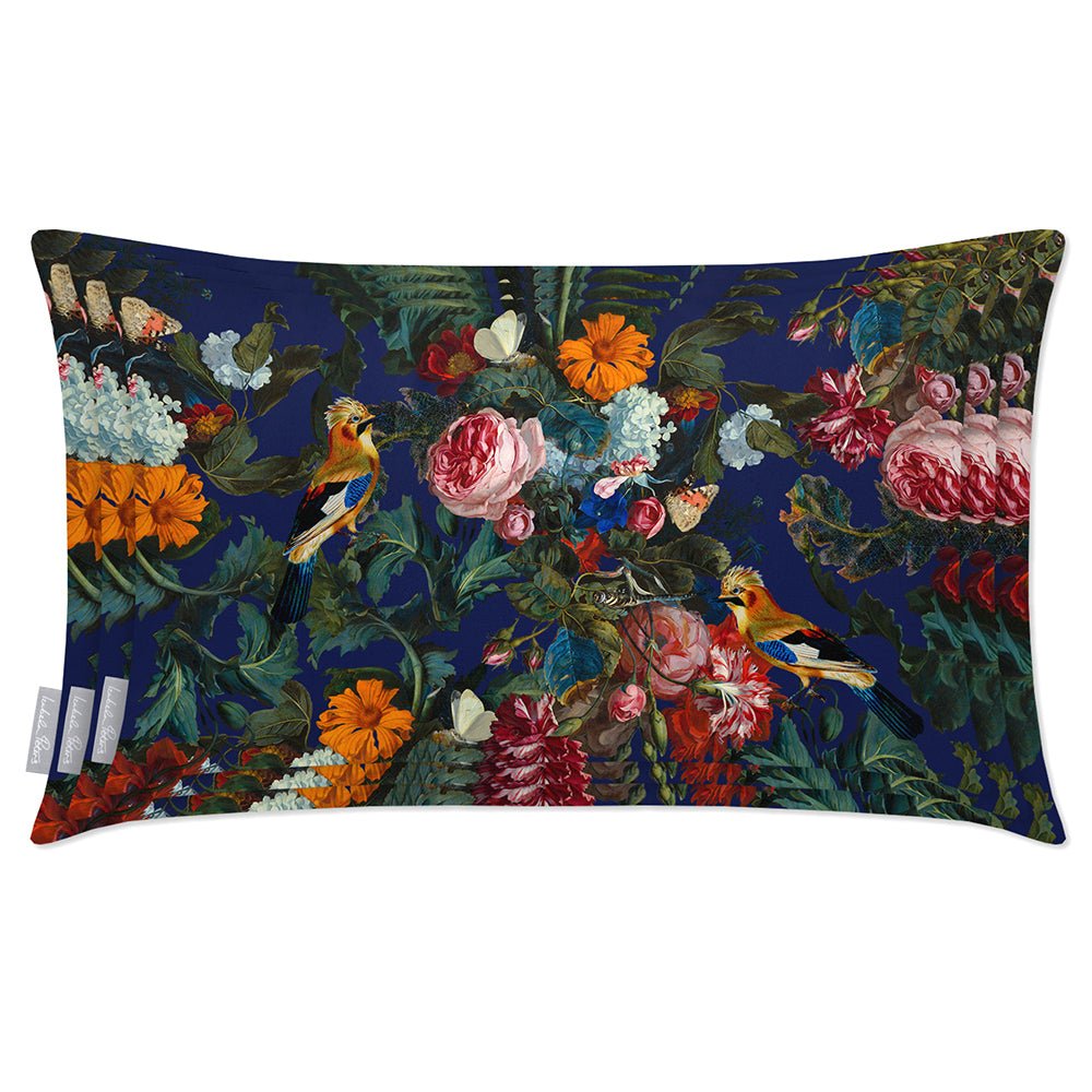 Outdoor Garden Waterproof Rectangle Cushion - Birds In Paradise - Midnight 50 x 30 cm by Izabela Peters