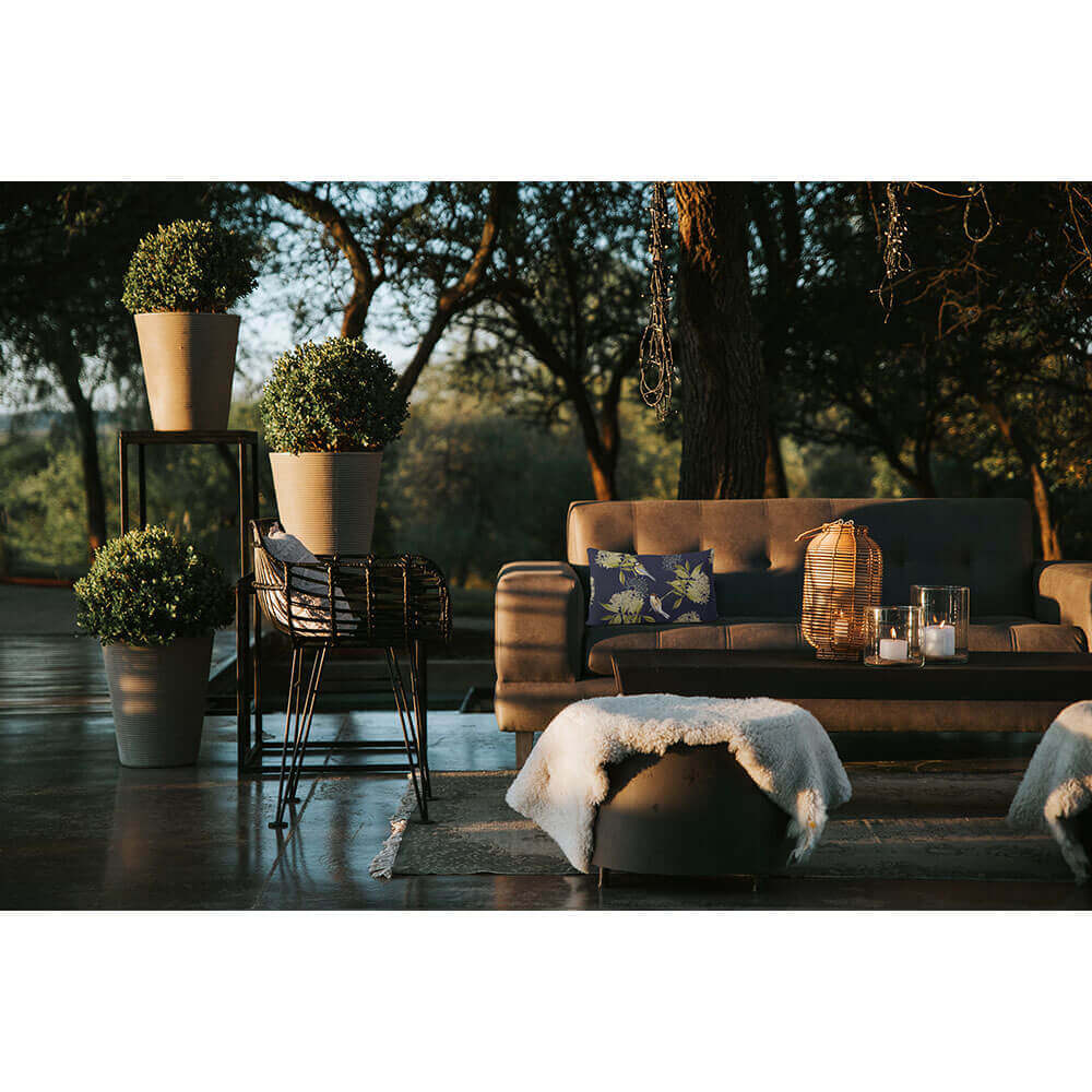Outdoor Garden Waterproof Rectangle Cushion - Birds On Elderflower Luxury Outdoor Cushions Izabela Peters   