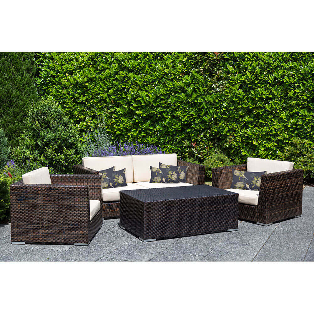 Outdoor Garden Waterproof Rectangle Cushion - Birds On Elderflower Luxury Outdoor Cushions Izabela Peters   