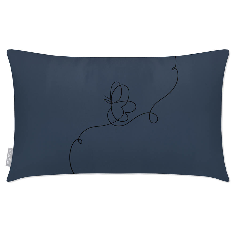Outdoor Garden Waterproof Rectangle Cushion - Butterfly - Petrol Blue 50 x 30 cm by Izabela Peters
