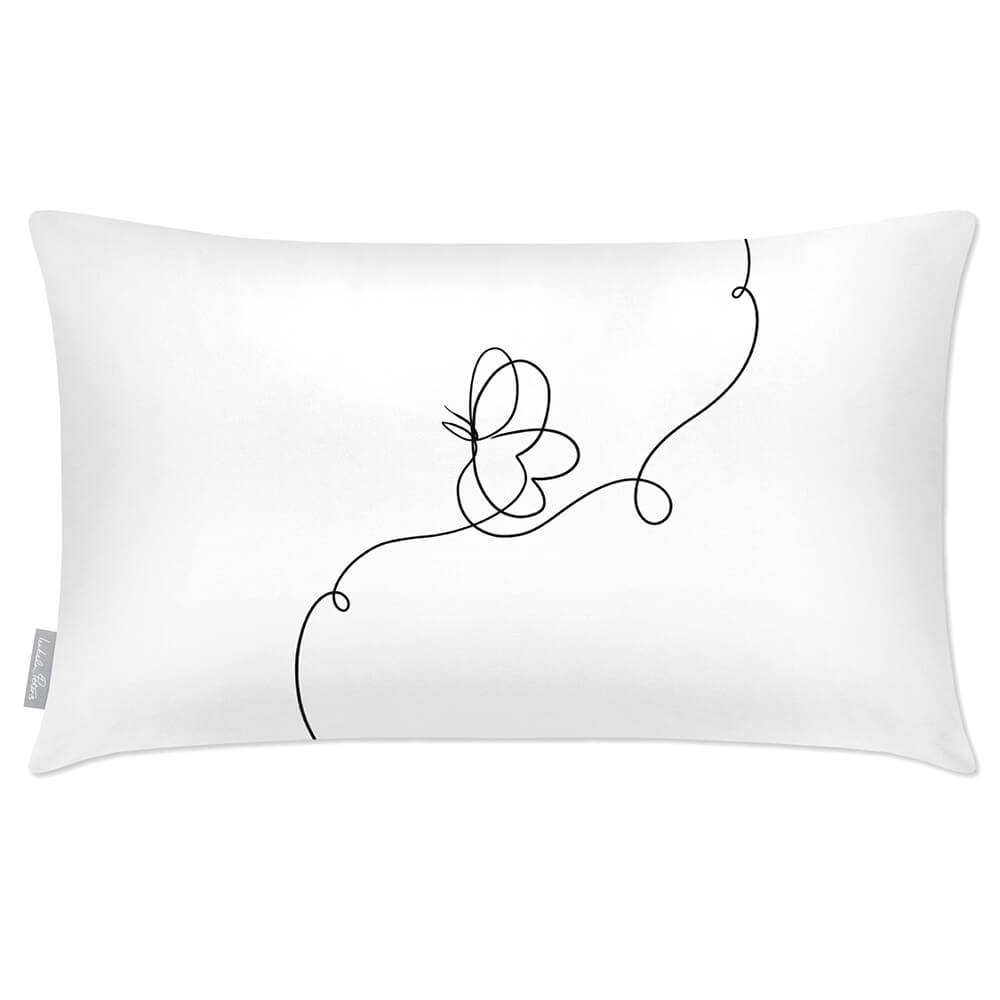 Outdoor Garden Waterproof Rectangle Cushion - Butterfly - White and Black 50 x 30 cm by Izabela Peters