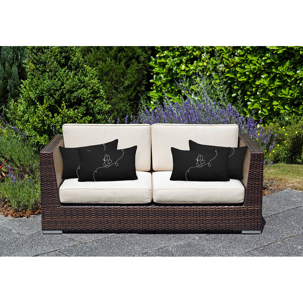 Outdoor Garden Waterproof Rectangle Cushion - Butterfly - Black And White 50 x 30 cm by Izabela Peters