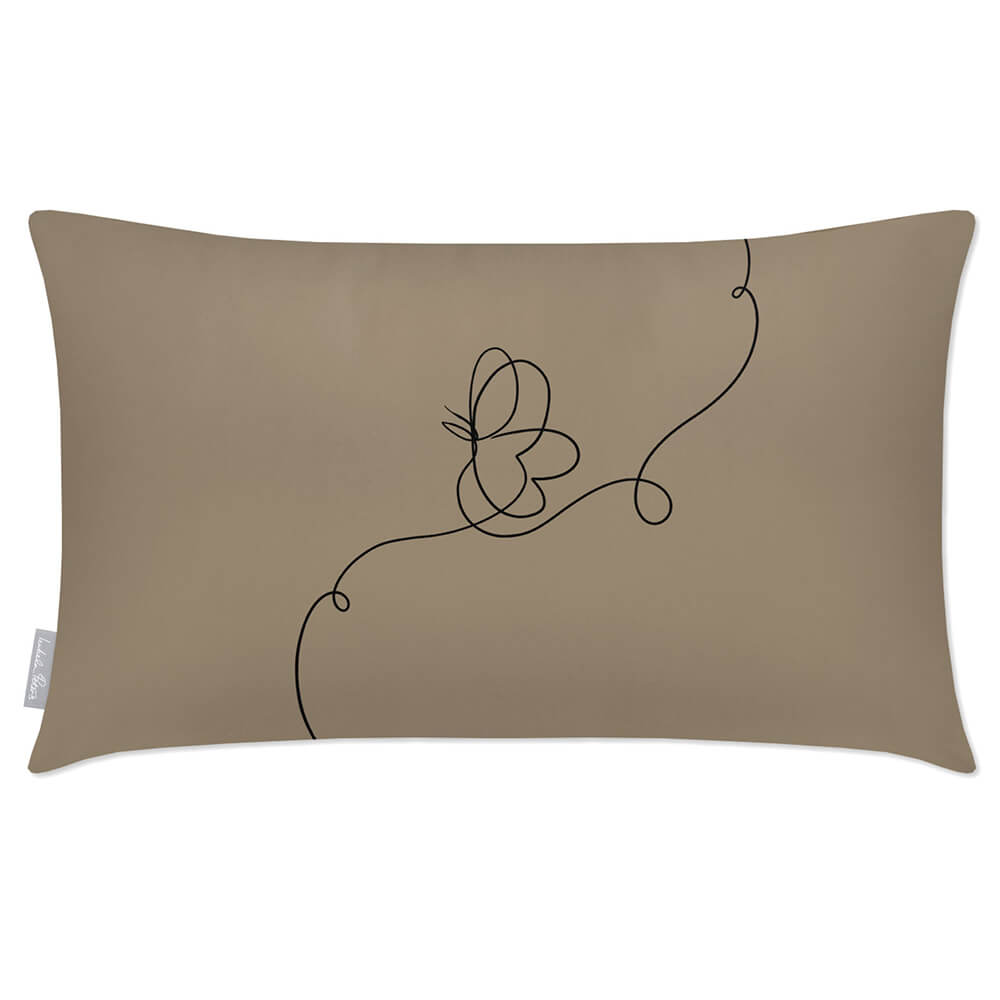 Outdoor Garden Waterproof Rectangle Cushion - Butterfly - Taupe 50 x 30 cm by Izabela Peters