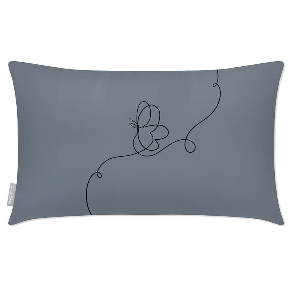 Outdoor Garden Waterproof Rectangle Cushion - Butterfly - French Grey 50 x 30 cm by Izabela Peters
