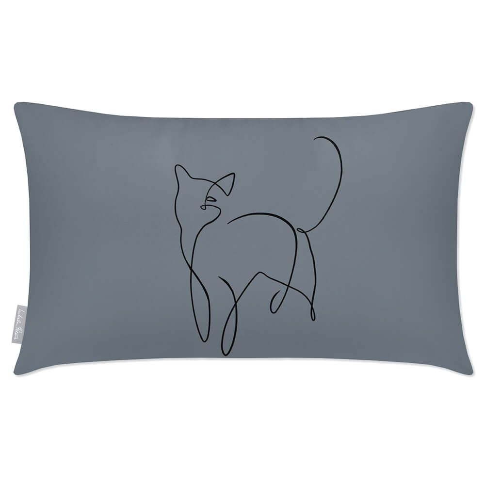 Outdoor Garden Waterproof Rectangle Cushion - Cat - French Grey 50 x 30 cm by Izabela Peters