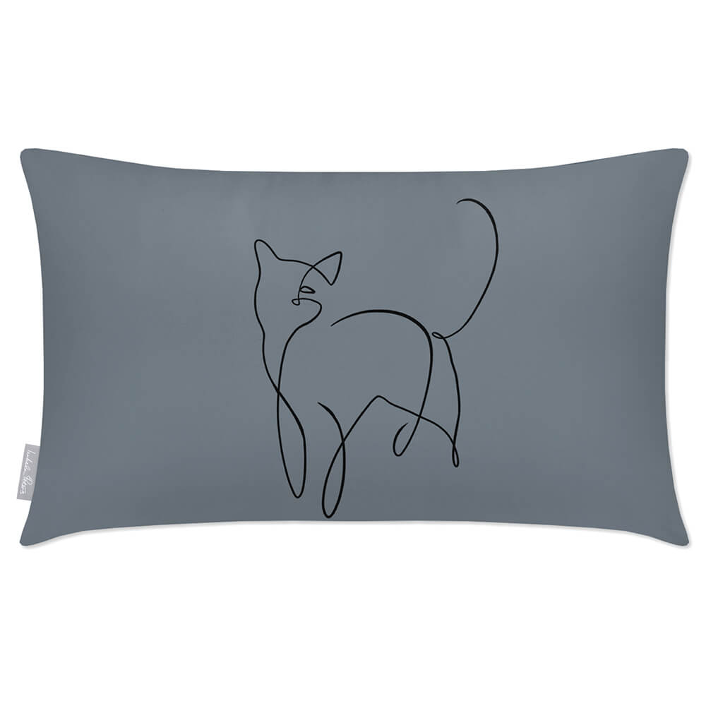 Outdoor Garden Waterproof Rectangle Cushion - Cat  Izabela Peters French Grey 50 x 30 cm 