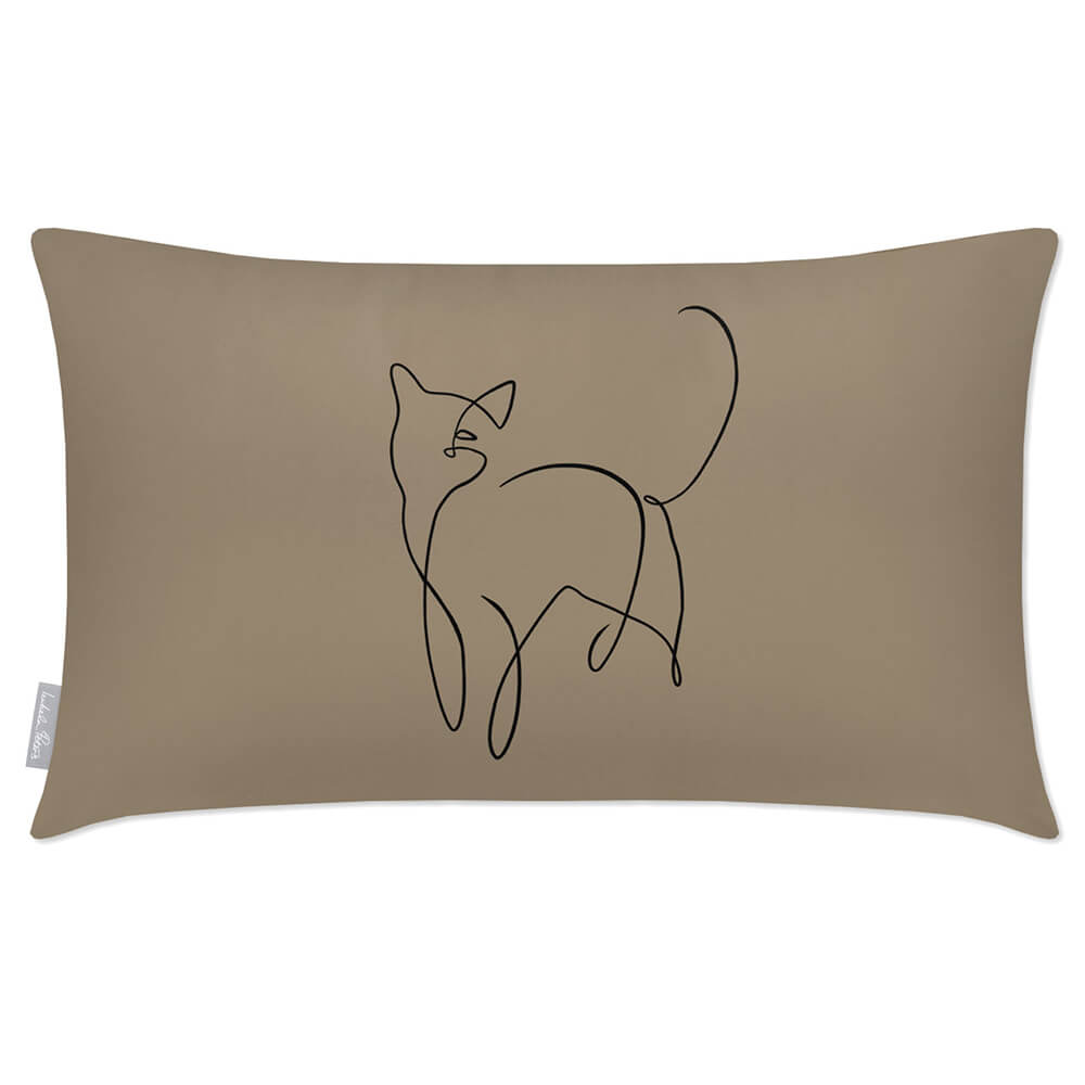 Outdoor Garden Waterproof Rectangle Cushion - Cat  Izabela Peters Taupe 50 x 30 cm 