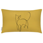 Outdoor Garden Waterproof Rectangle Cushion - Cat - Mustard Ochre 50 x 30 cm by Izabela Peters