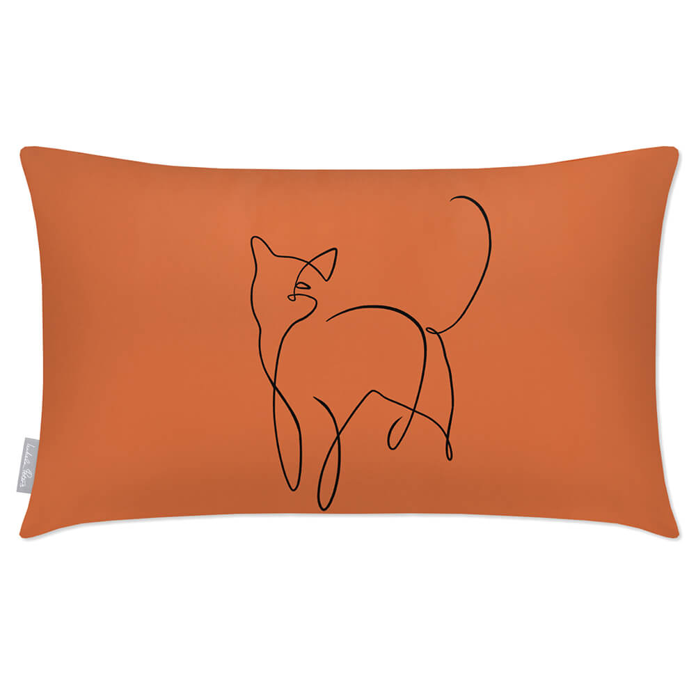 Outdoor Garden Waterproof Rectangle Cushion - Cat - Burnt Ochre 50 x 30 cm by Izabela Peters