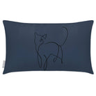 Outdoor Garden Waterproof Rectangle Cushion - Cat - Petrol Blue 50 x 30 cm by Izabela Peters