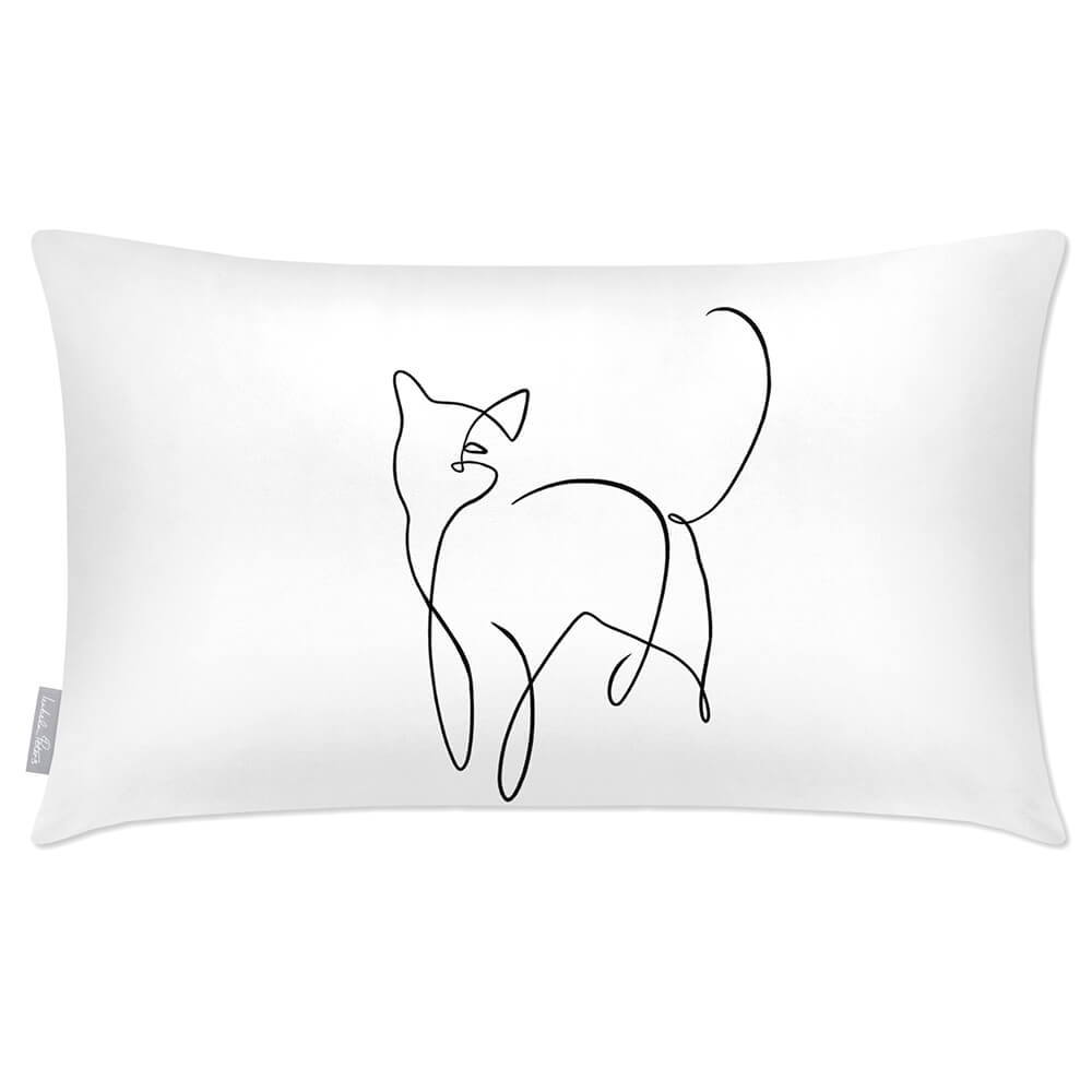 Outdoor Garden Waterproof Rectangle Cushion - Cat - White and Black 50 x 30 cm by Izabela Peters