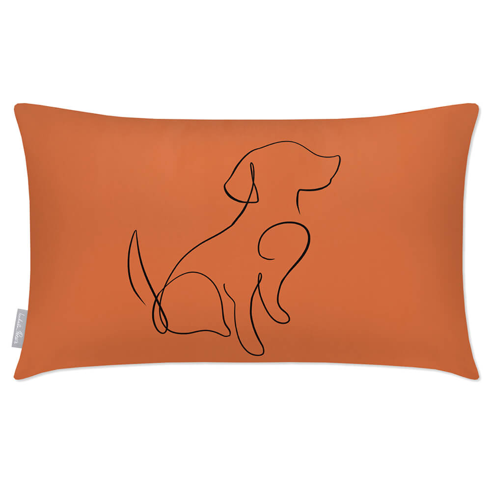 Outdoor Garden Waterproof Rectangle Cushion - Dog - Burnt Ochre 50 x 30 cm by Izabela Peters