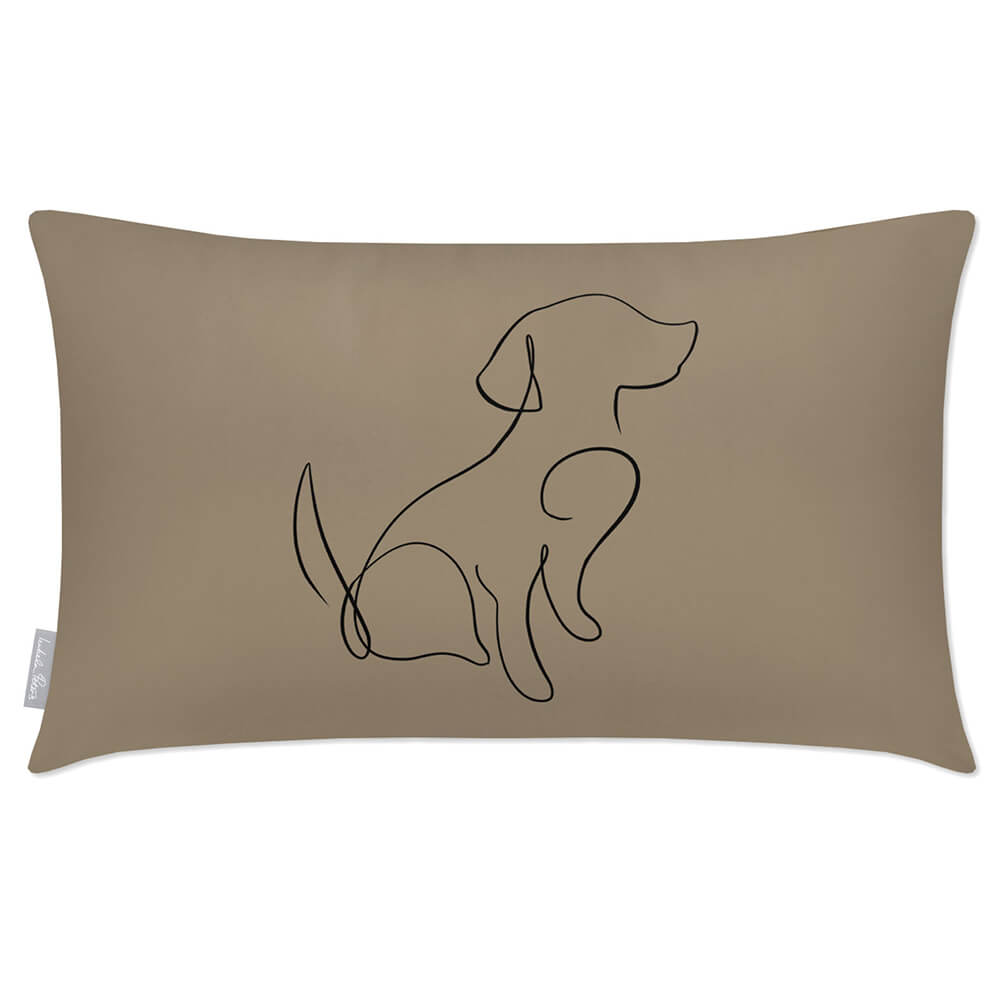 Outdoor Garden Waterproof Rectangle Cushion - Dog - Taupe 50 x 30 cm by Izabela Peters