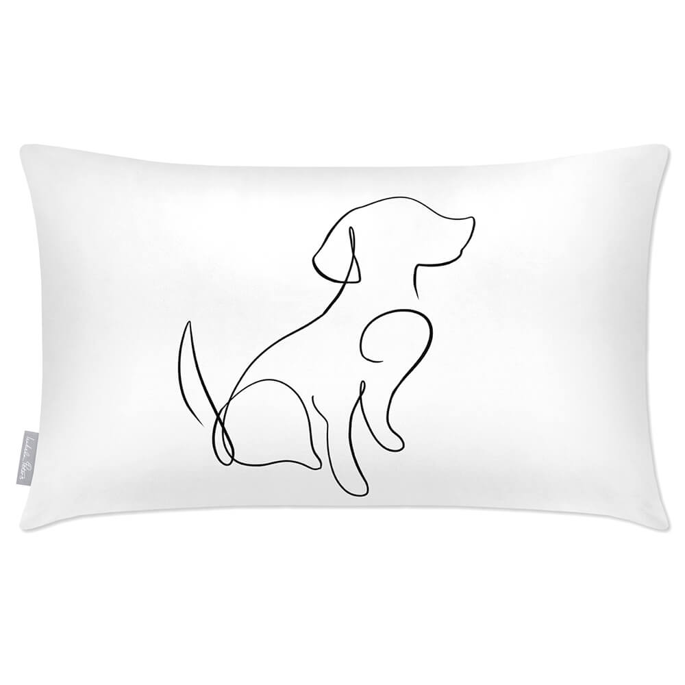 Outdoor Garden Waterproof Rectangle Cushion - Dog - White and Black 50 x 30 cm by Izabela Peters
