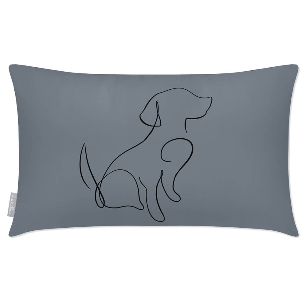 Outdoor Garden Waterproof Rectangle Cushion - Dog  Izabela Peters French Grey 50 x 30 cm 