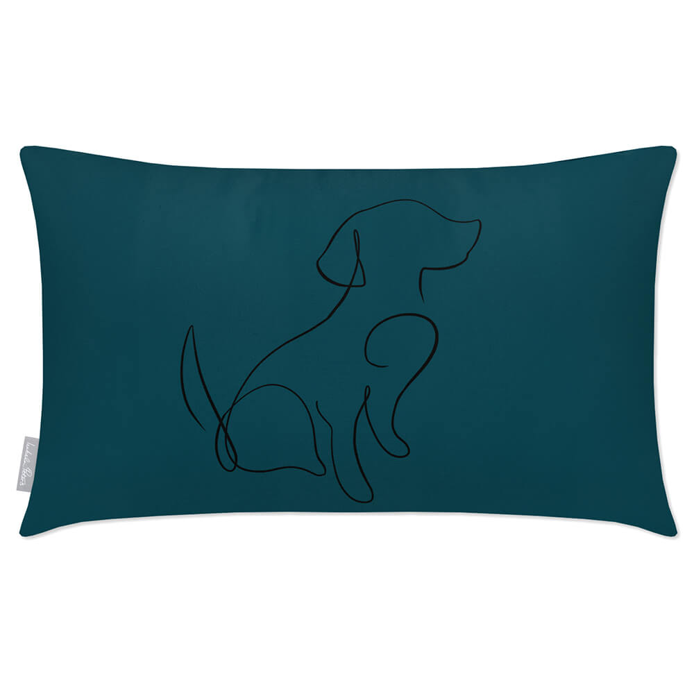 Outdoor Garden Waterproof Rectangle Cushion - Dog  Izabela Peters Teal 50 x 30 cm 