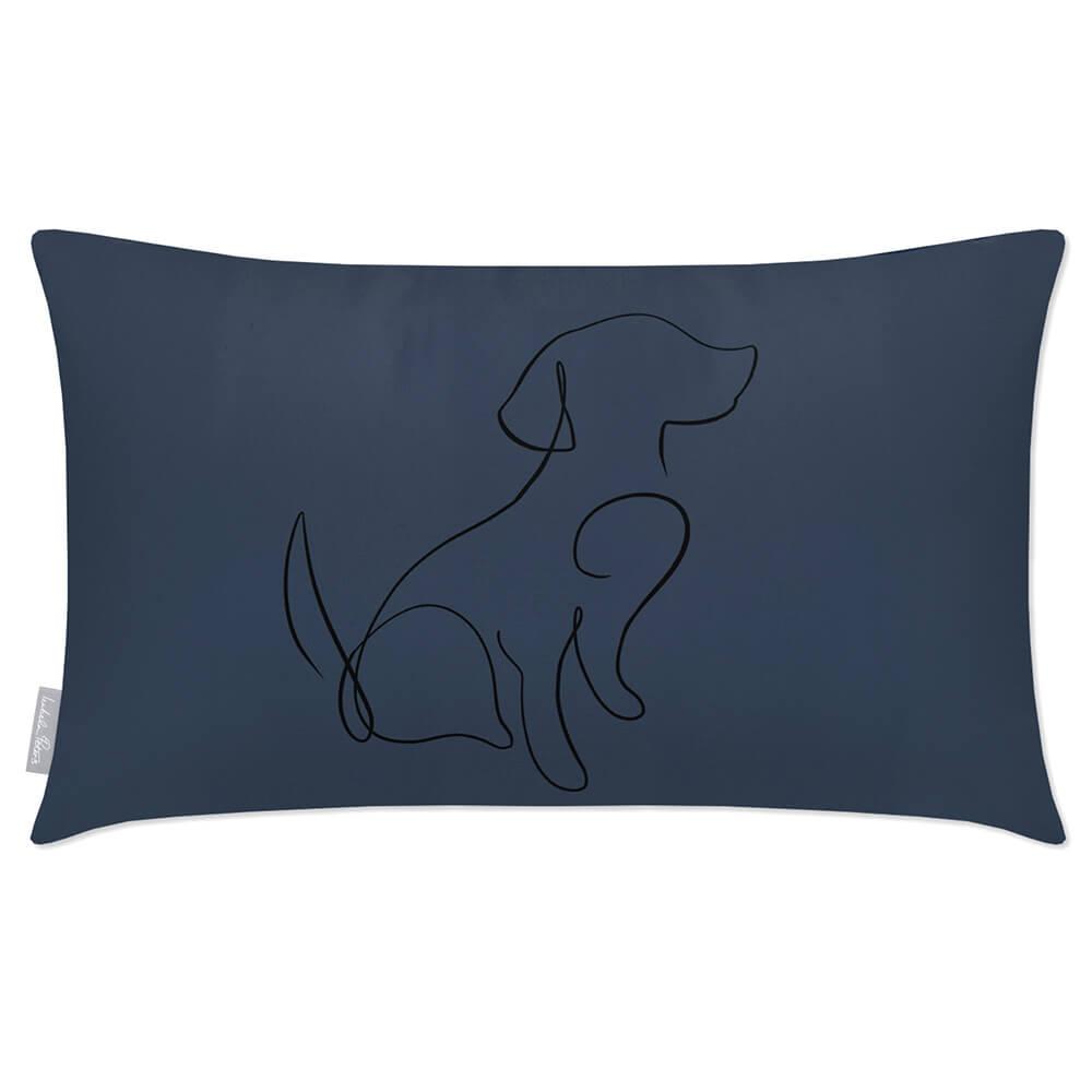 Outdoor Garden Waterproof Rectangle Cushion - Dog - Petrol Blue 50 x 30 cm by Izabela Peters