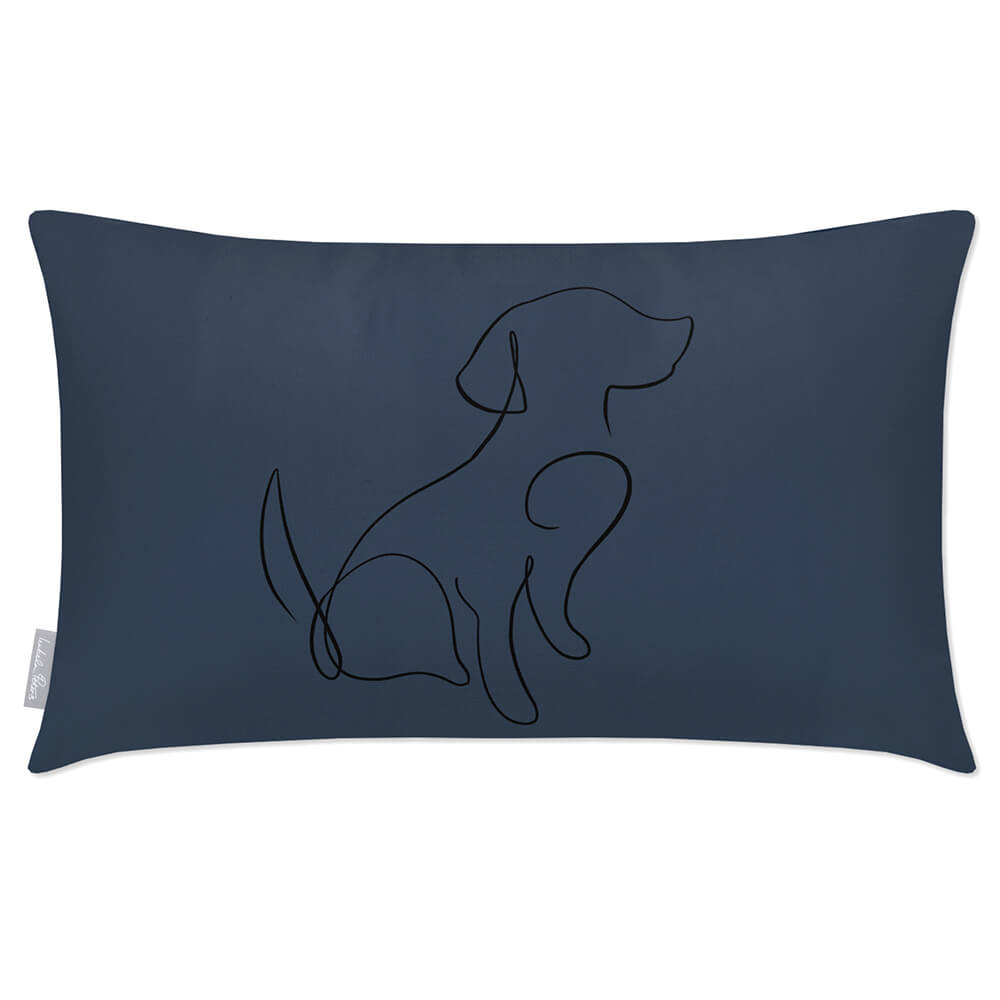 Outdoor Garden Waterproof Rectangle Cushion - Dog  Izabela Peters Petrol Blue 50 x 30 cm 