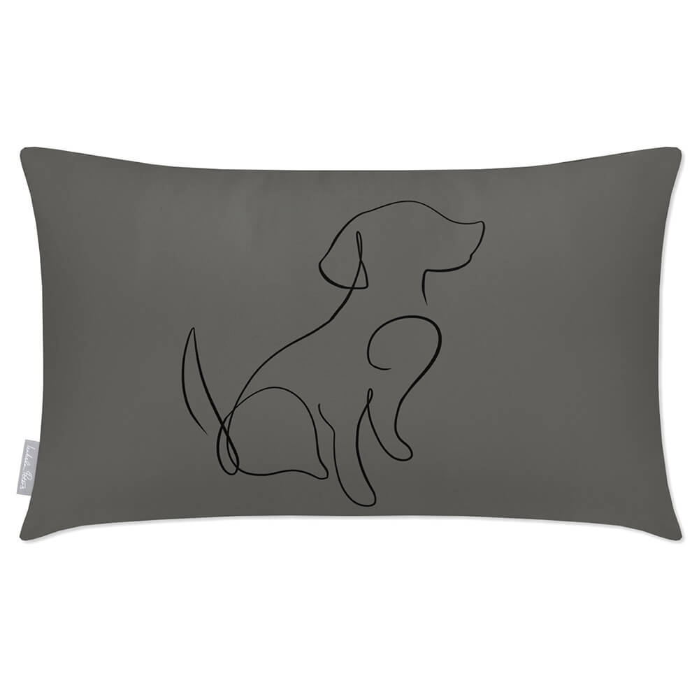 Outdoor Garden Waterproof Rectangle Cushion - Dog in Beluga 50 x 30 cm | Izabela Peters