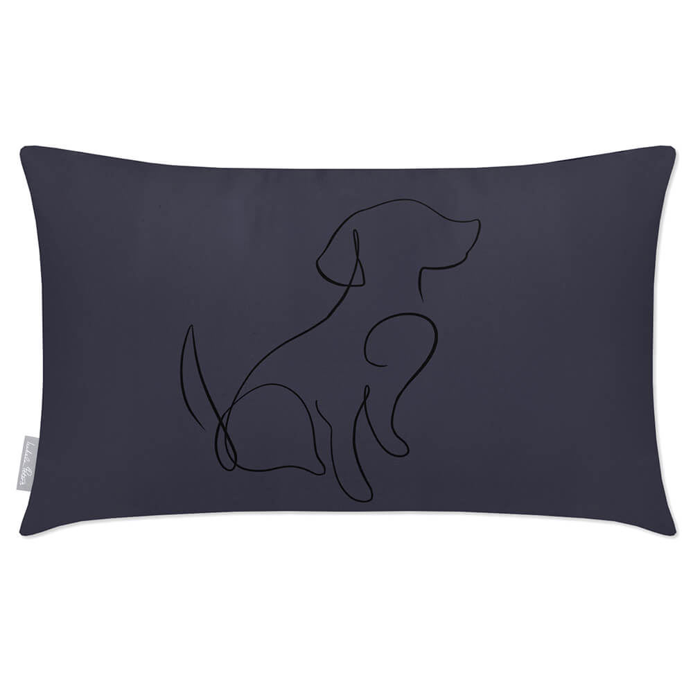 Outdoor Garden Waterproof Rectangle Cushion - Dog - Graphite 50 x 30 cm by Izabela Peters