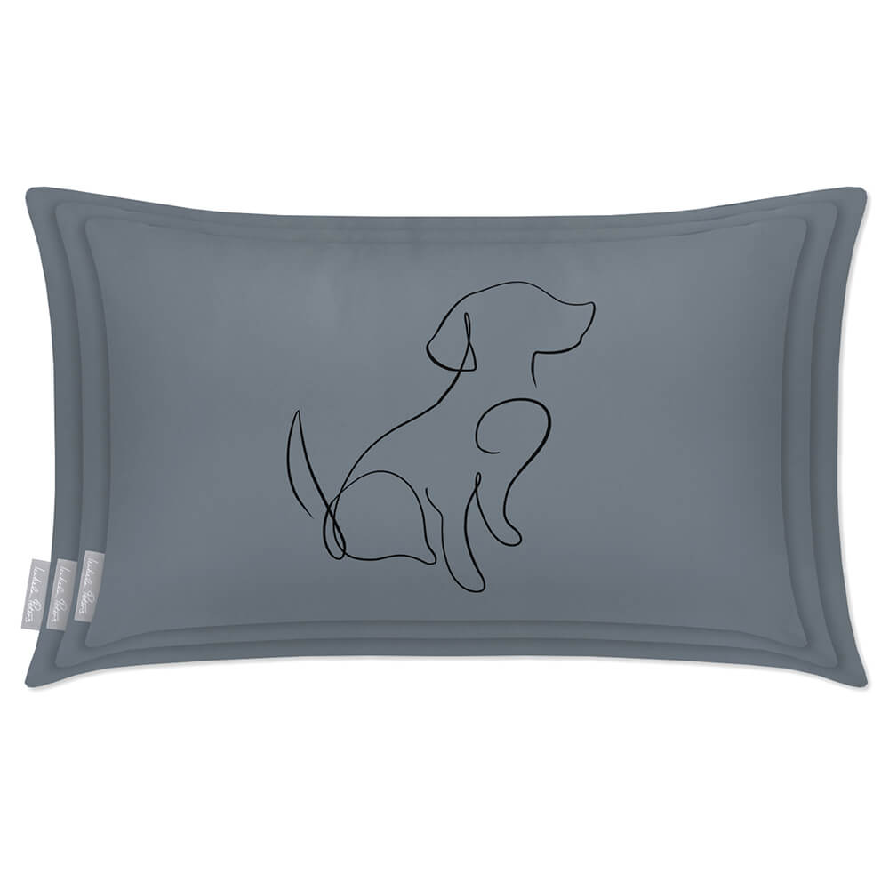 Outdoor Garden Waterproof Rectangle Cushion - Dog - French Grey 50 x 30 cm by Izabela Peters