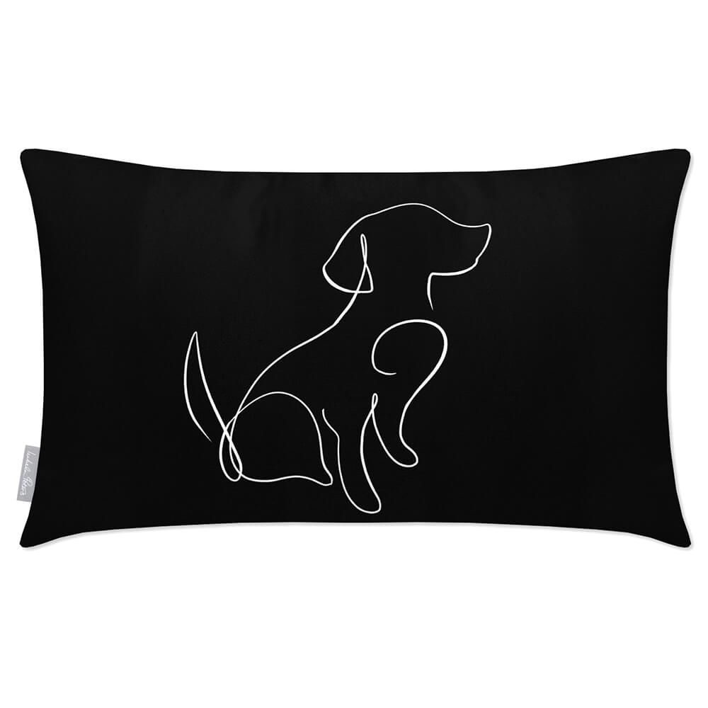 Outdoor Garden Waterproof Rectangle Cushion - Dog - Black And White 50 x 30 cm by Izabela Peters
