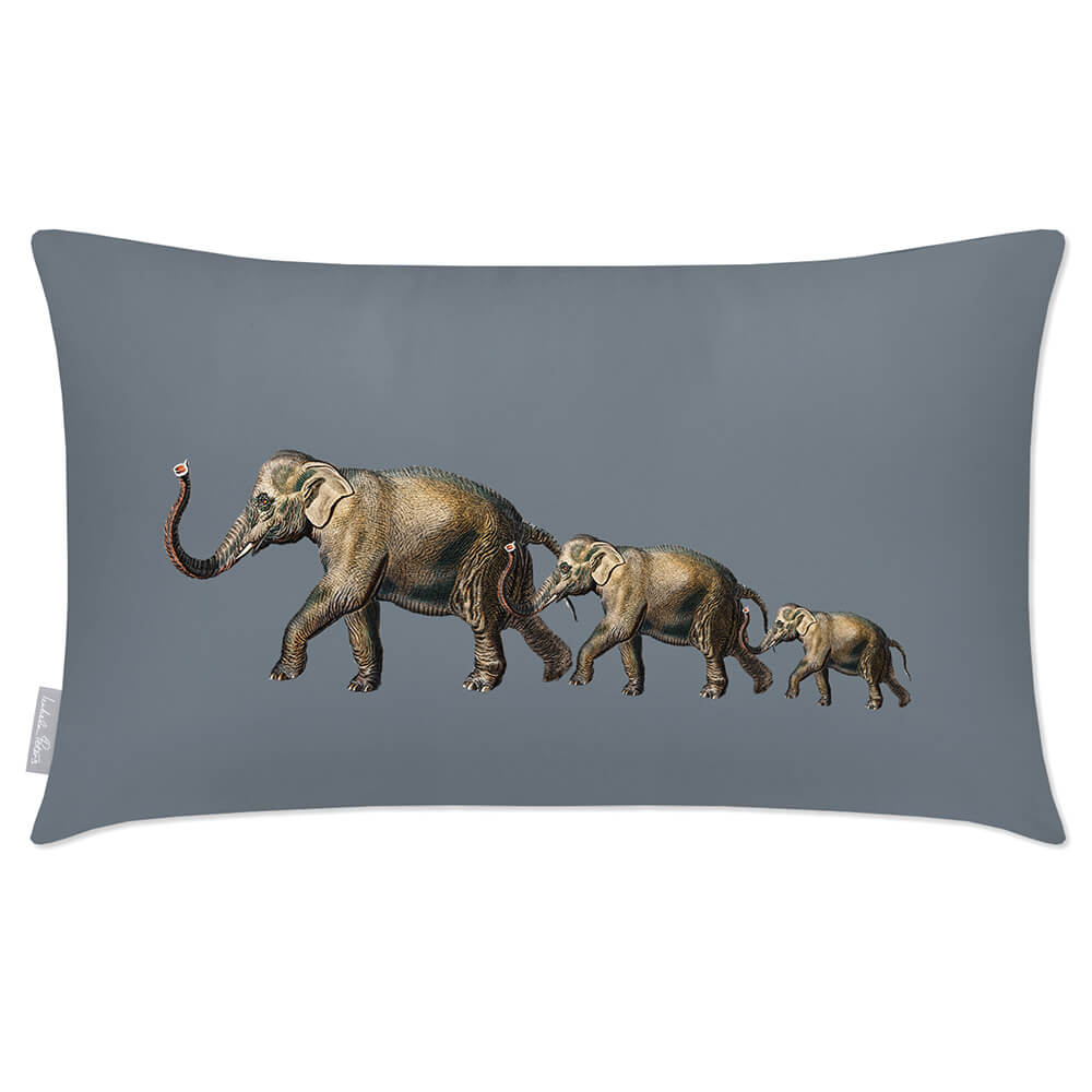 Outdoor Garden Waterproof Rectangle Cushion - Elephants Luxury Outdoor Cushions Izabela Peters French Grey 50 x 30 cm 