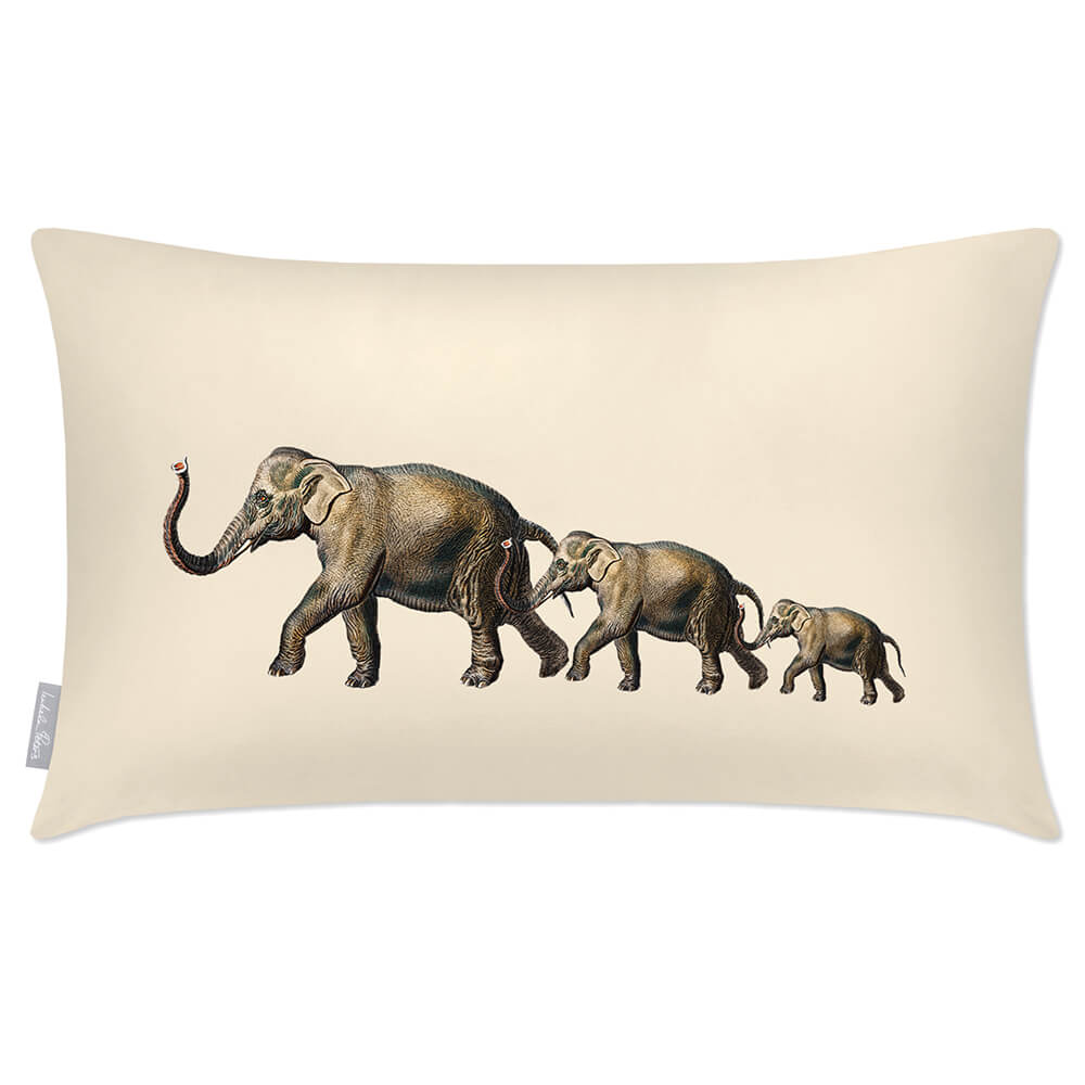 Outdoor Garden Waterproof Rectangle Cushion - Elephants Luxury Outdoor Cushions Izabela Peters Ivory Cream 50 x 30 cm 
