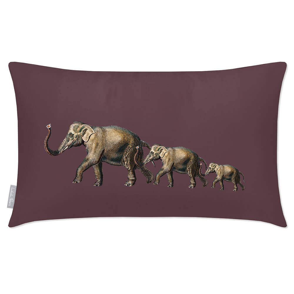 Outdoor Garden Waterproof Rectangle Cushion - Elephants - Italian Grape 50 x 30 cm by Izabela Peters