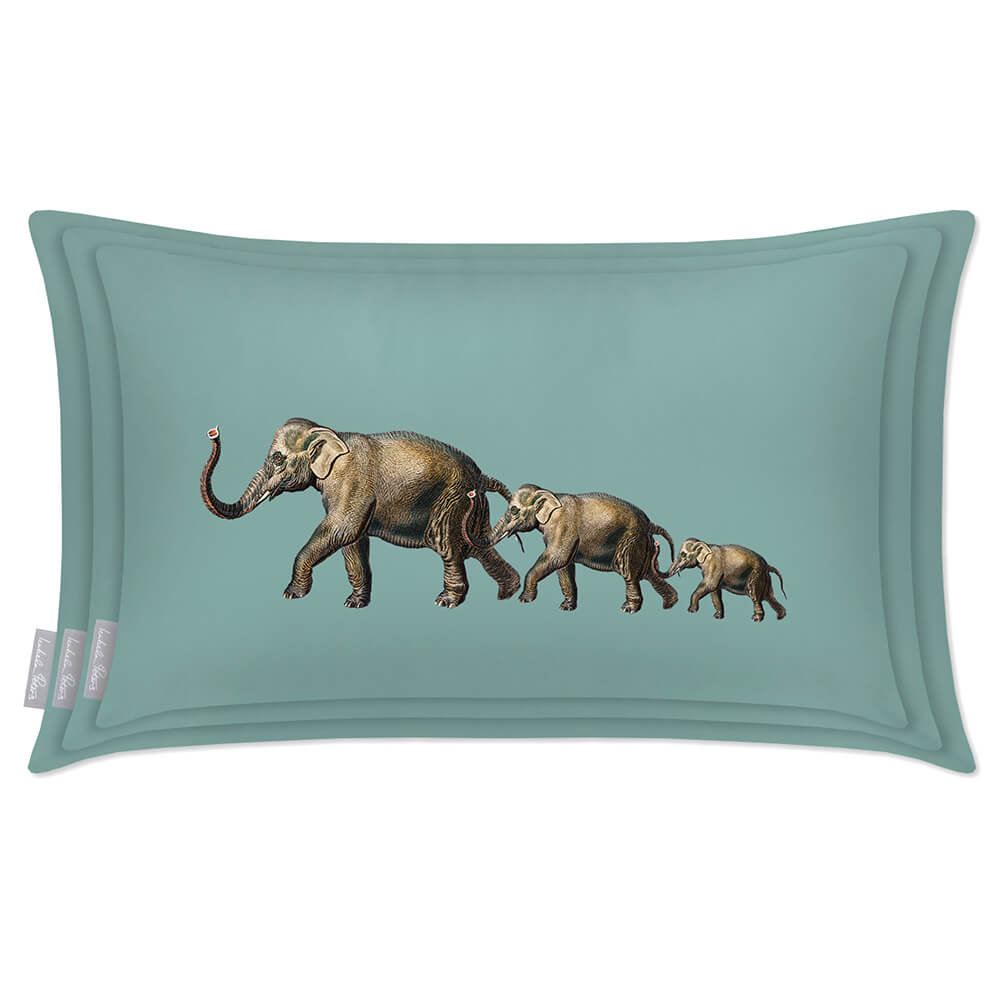 Outdoor Garden Waterproof Rectangle Cushion - Elephants - Blue Surf 50 x 30 cm by Izabela Peters