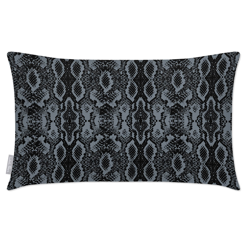 Outdoor Garden Waterproof Rectangle Cushion - Exotic Snake Print  Izabela Peters French Grey 50 x 30 cm 