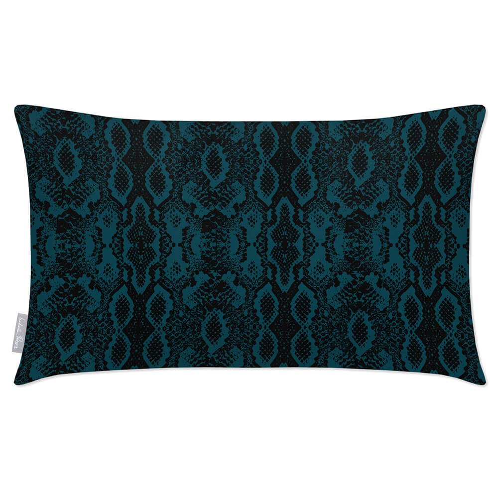 Outdoor Garden Waterproof Rectangle Cushion - Exotic Snake Print  Izabela Peters Teal 50 x 30 cm 