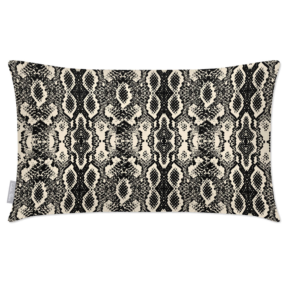 Outdoor Garden Waterproof Rectangle Cushion - Exotic Snake Print  Izabela Peters Ivory Cream 50 x 30 cm 