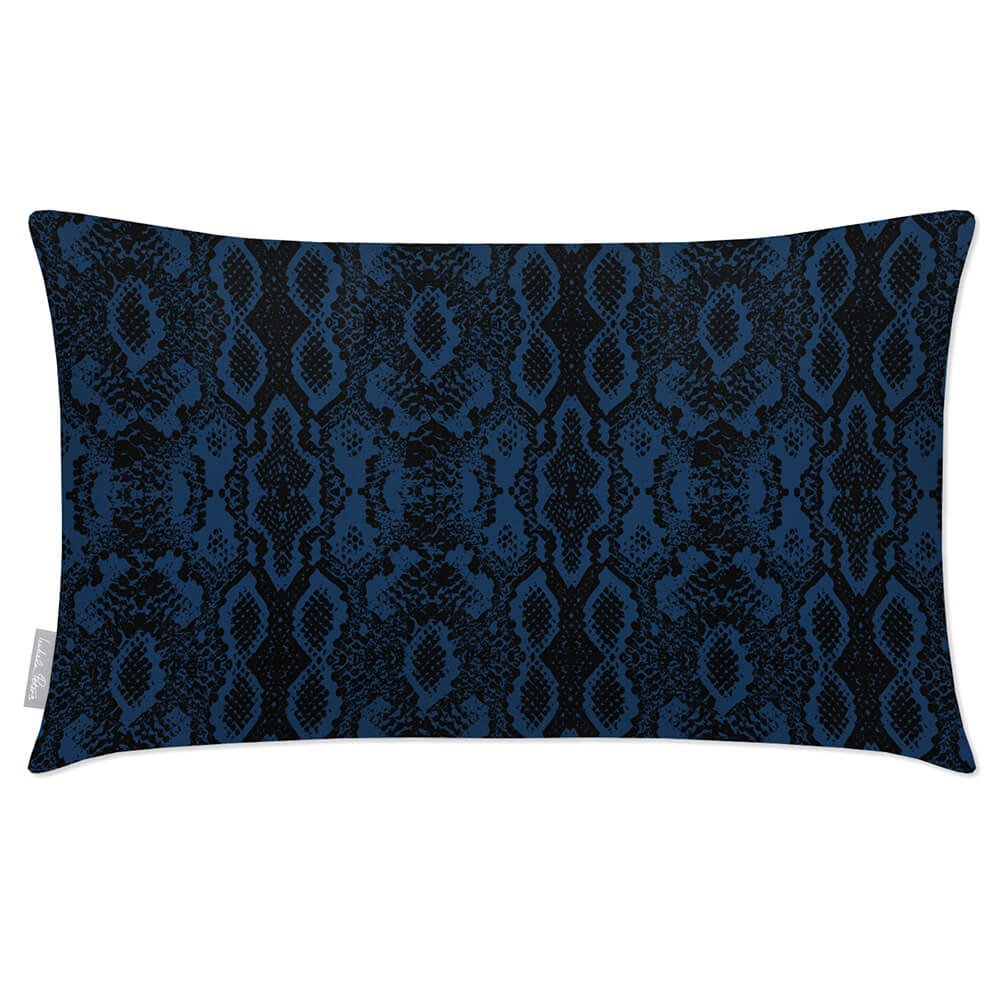Outdoor Garden Waterproof Rectangle Cushion - Exotic Snake Print - Estate Blue 50 x 30 cm by Izabela Peters