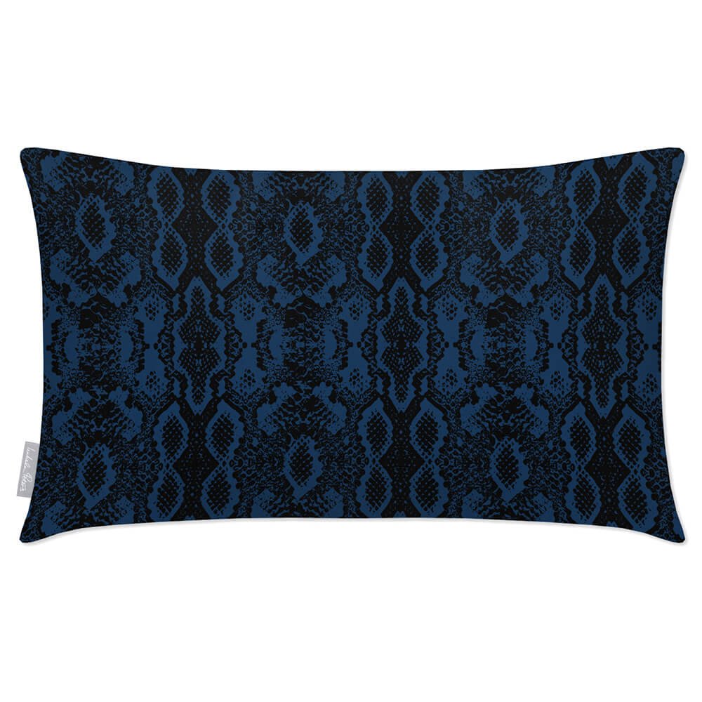 Outdoor Garden Waterproof Rectangle Cushion - Exotic Snake Print  Izabela Peters Estate Blue 50 x 30 cm 