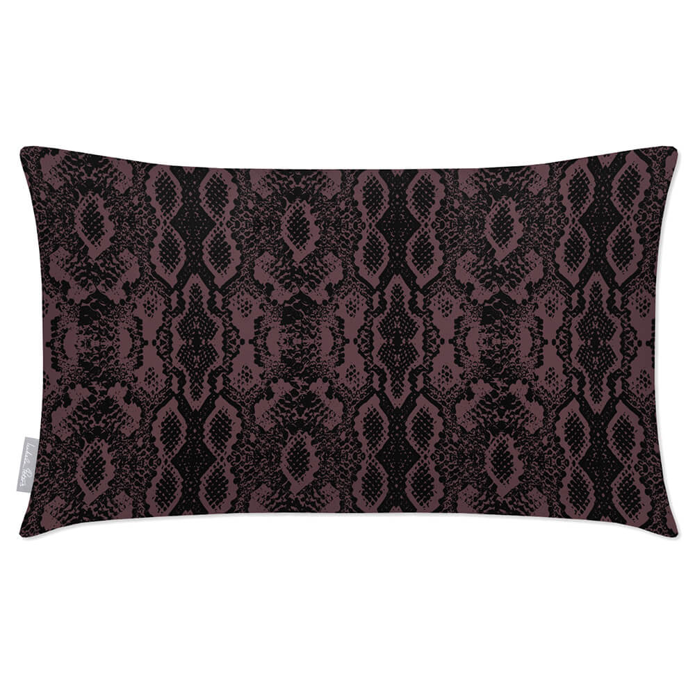 Outdoor Garden Waterproof Rectangle Cushion - Exotic Snake Print - Italian Grape 50 x 30 cm by Izabela Peters