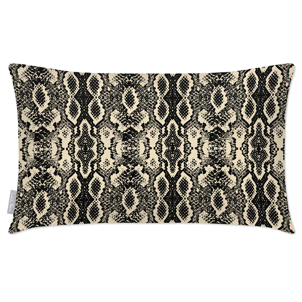 Outdoor Garden Waterproof Rectangle Cushion - Exotic Snake Print - Cream 50 x 30 cm by Izabela Peters