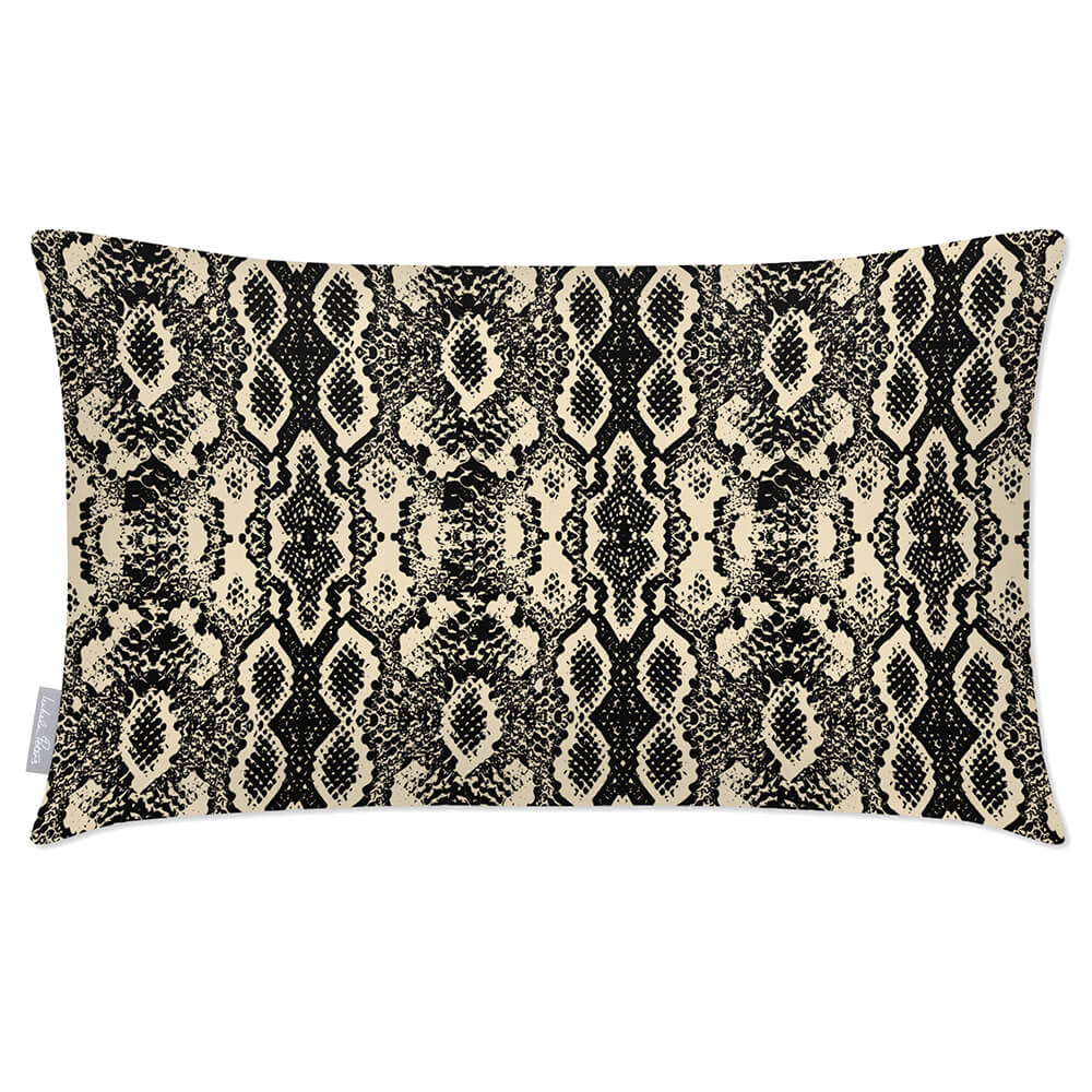 Outdoor Garden Waterproof Rectangle Cushion - Exotic Snake Print  Izabela Peters Cream 50 x 30 cm 