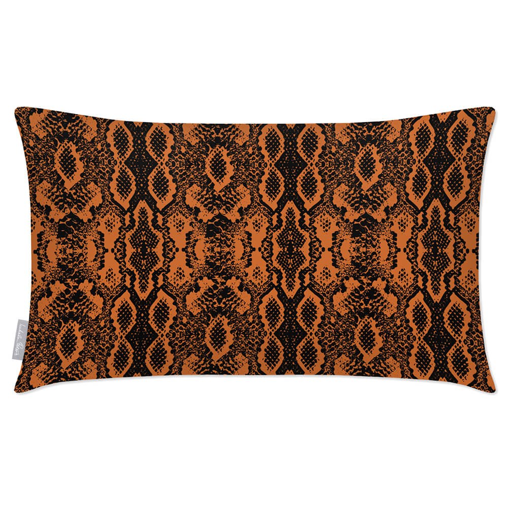 Outdoor Garden Waterproof Rectangle Cushion - Exotic Snake Print  Izabela Peters Orange and Black 50 x 30 cm 