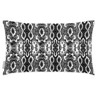 Outdoor Garden Waterproof Rectangle Cushion - Exotic Snake Print - White and Black 50 x 30 cm by Izabela Peters