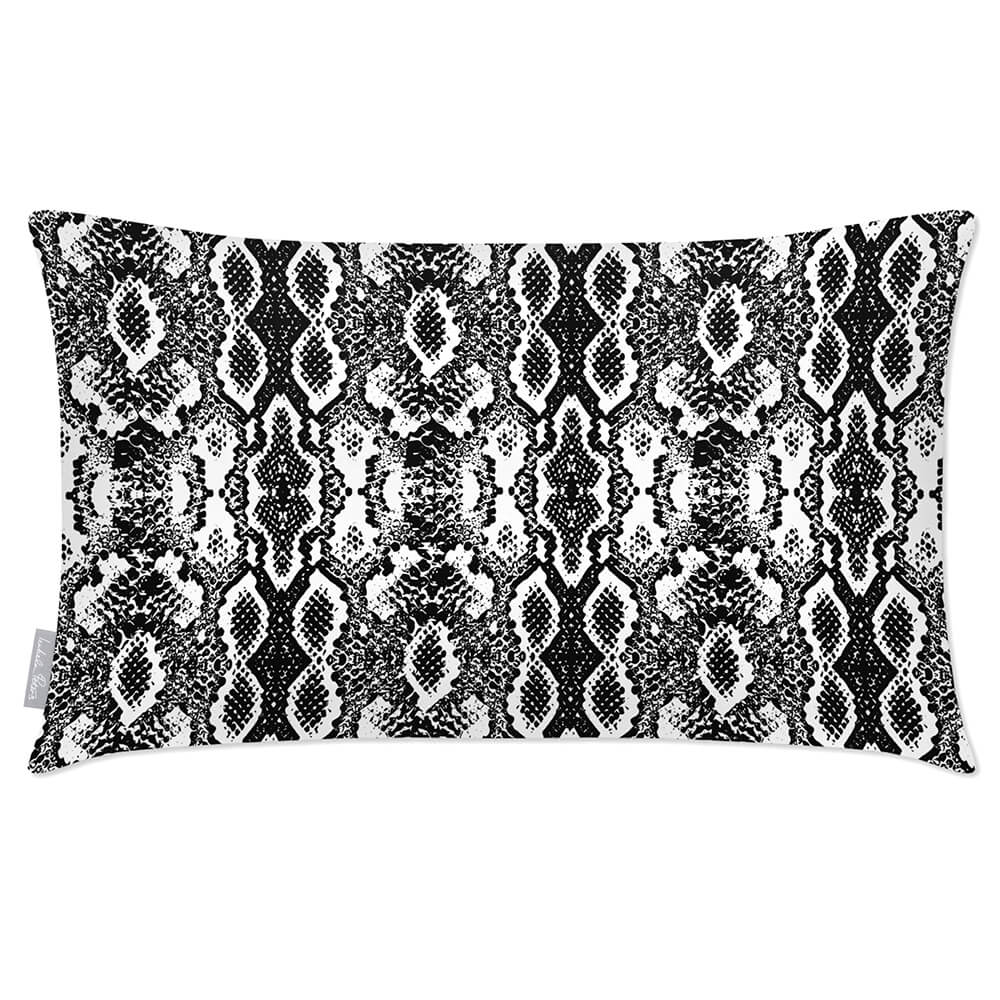 Outdoor Garden Waterproof Rectangle Cushion - Exotic Snake Print  Izabela Peters White and Black 50 x 30 cm 