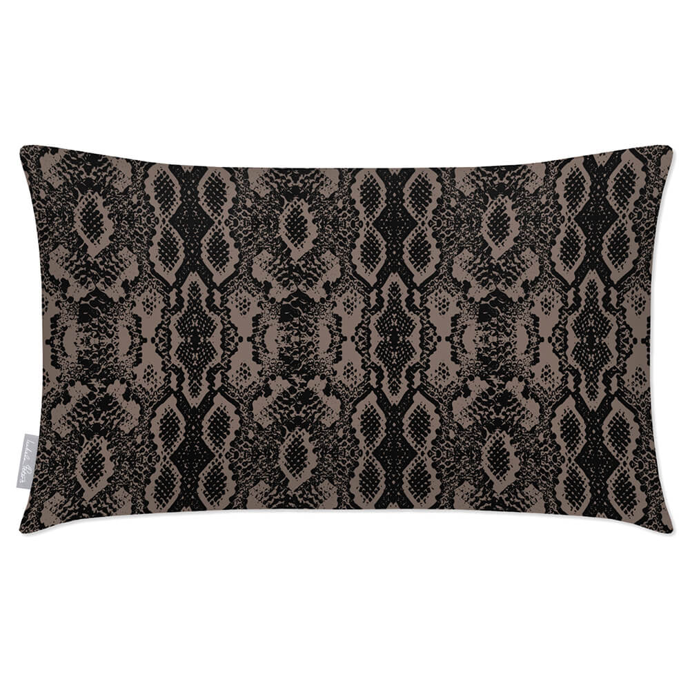 Outdoor Garden Waterproof Rectangle Cushion - Exotic Snake Print - Dovedale Stone 50 x 30 cm by Izabela Peters